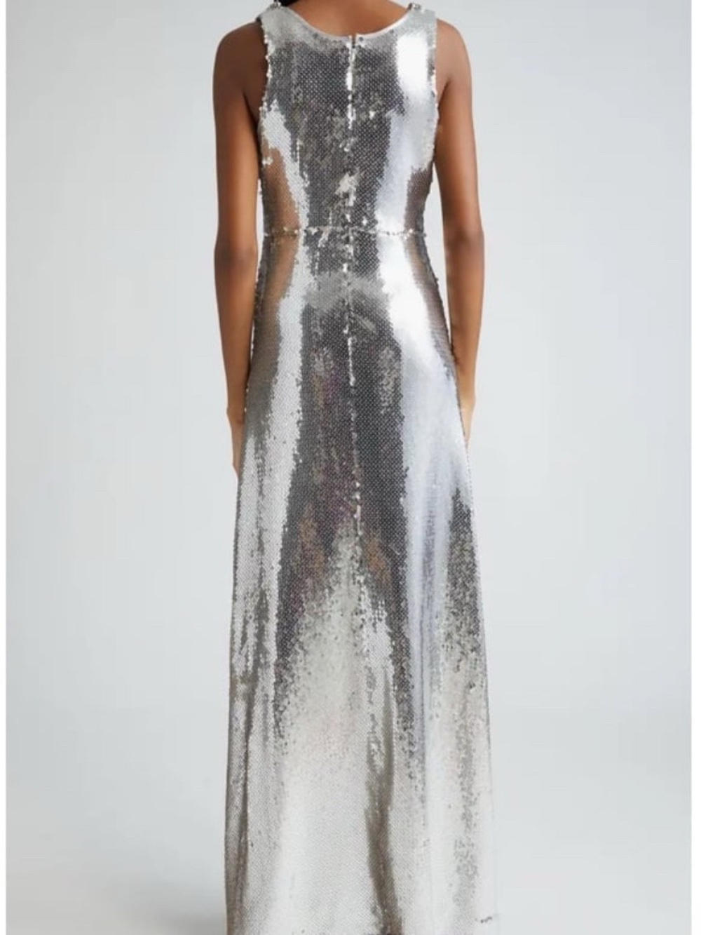 Silver Sequin jewel round neck beaded formal Maxi Dress - Picture 2 of 4